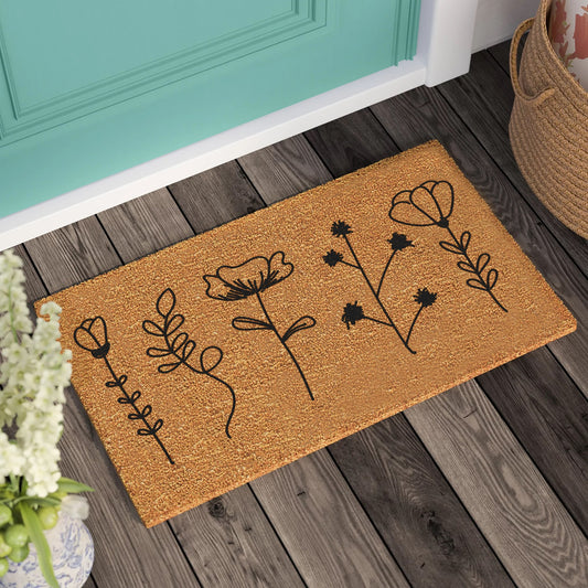 Floral Coconut Doormat: Personalized Welcome Mat, New Home Gift
