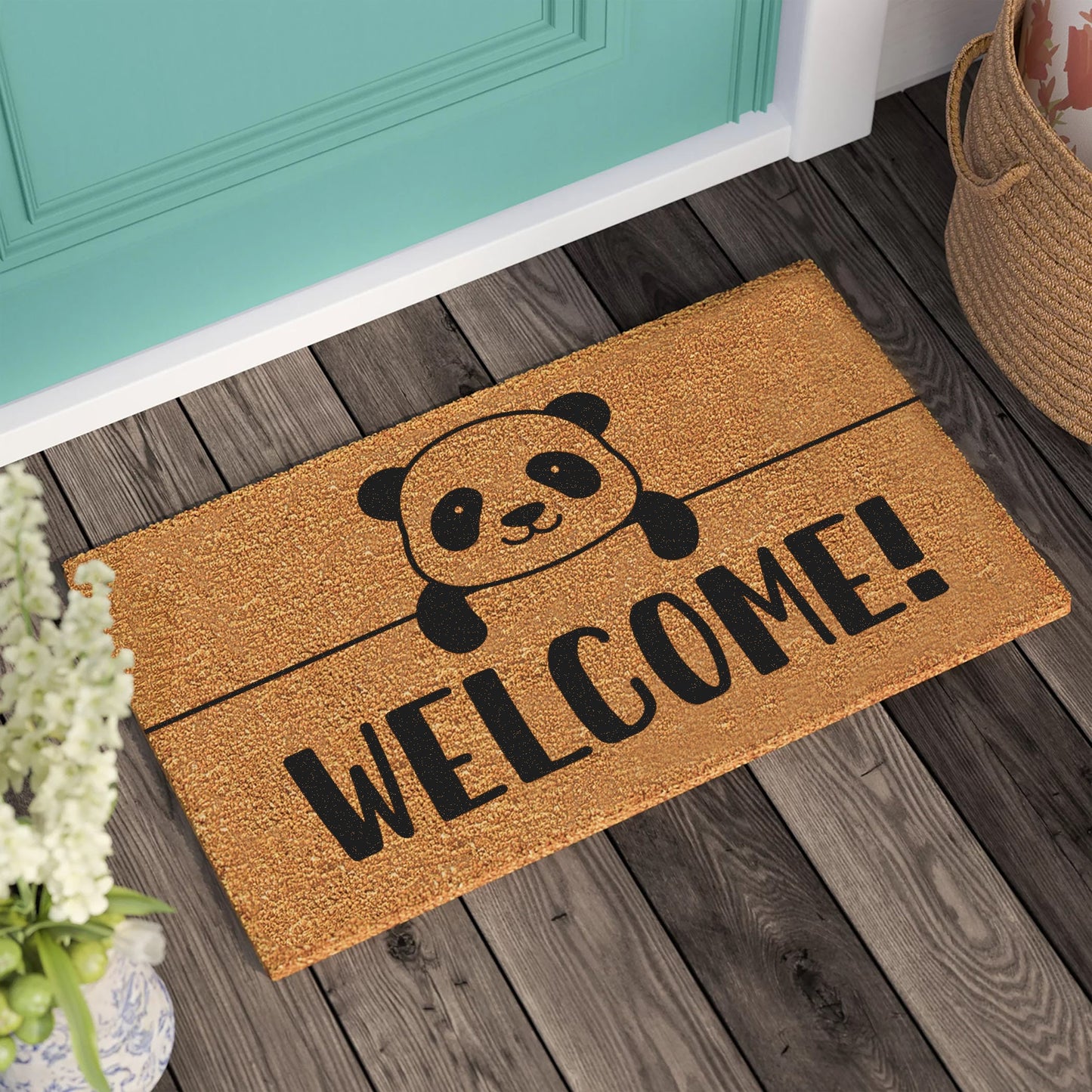 Panda Welcome Doormat: Personalized Coconut Fiber Mat