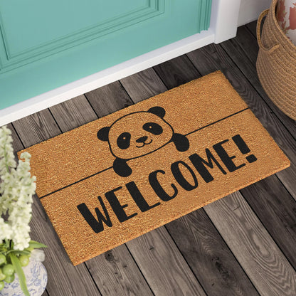 Panda Welcome Doormat: Personalized Coconut Fiber Mat