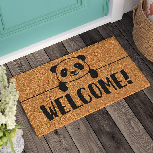 Panda Welcome Doormat: Personalized Coconut Fiber Mat