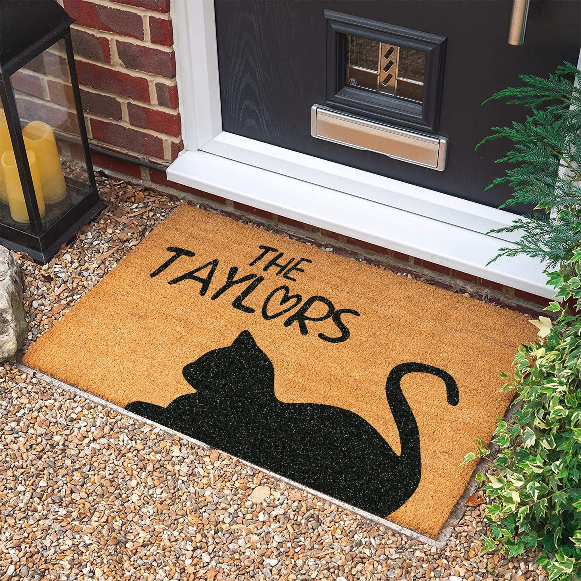 Cat Doormat: Personalized Family Name, Coconut Fiber Mat