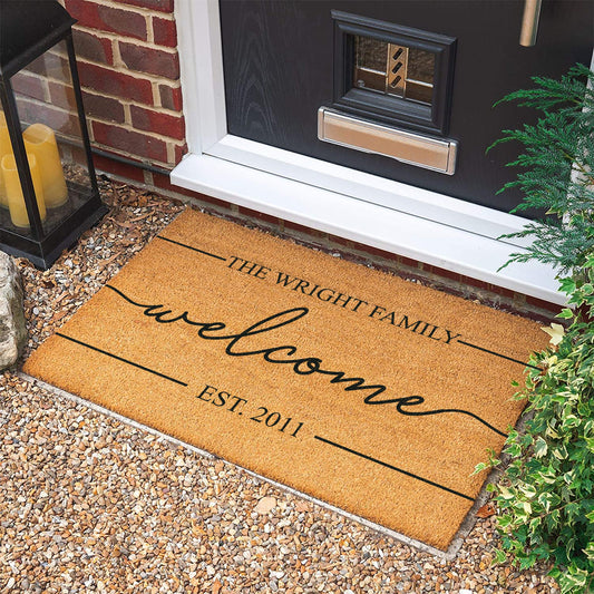 Personalized Coconut Doormat: New Home Gift, UV Printed