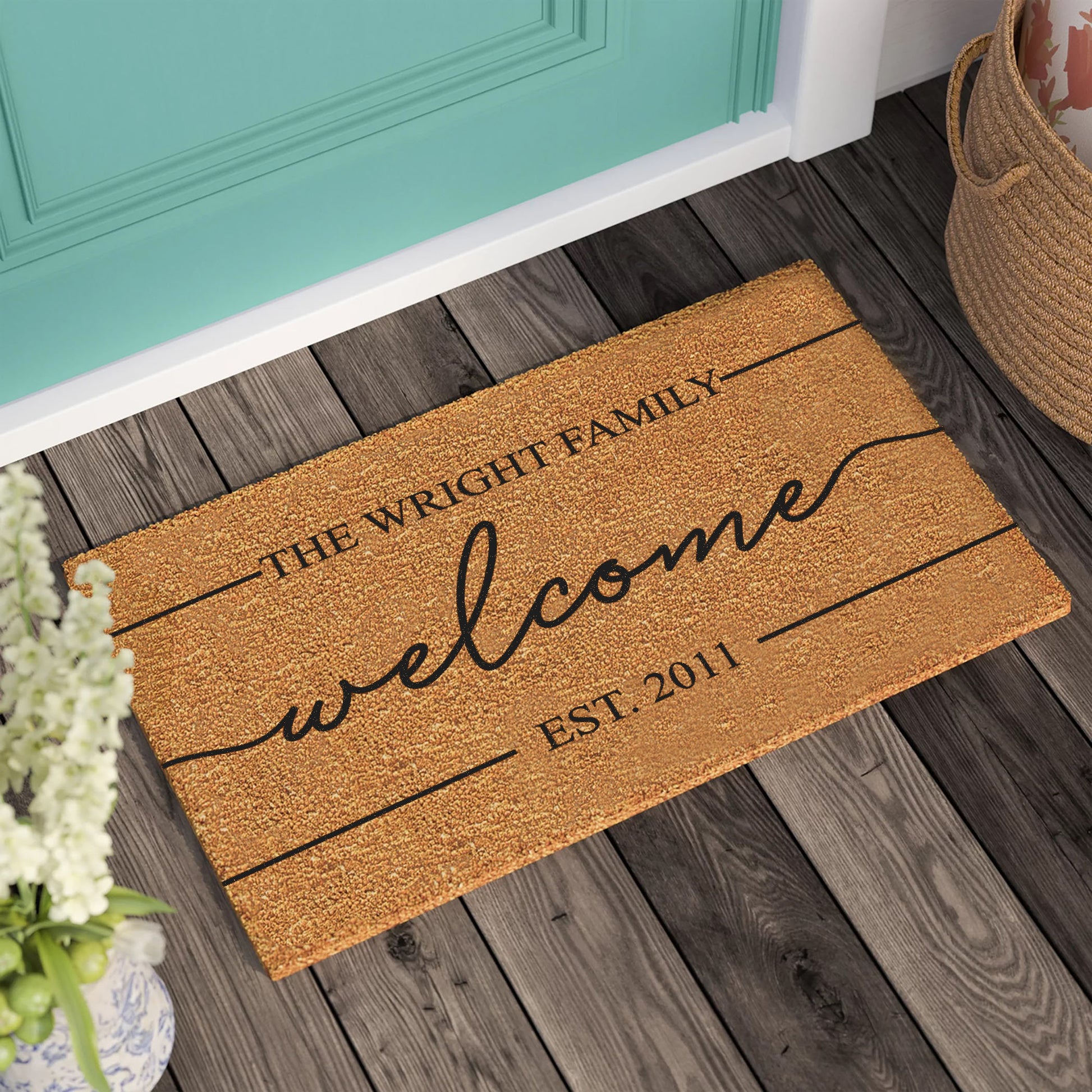 Personalized Coconut Doormat: New Home Gift, UV Printed