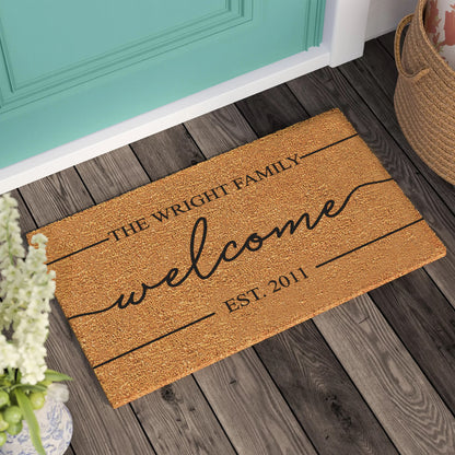 Personalized Coconut Doormat: New Home Gift, UV Printed