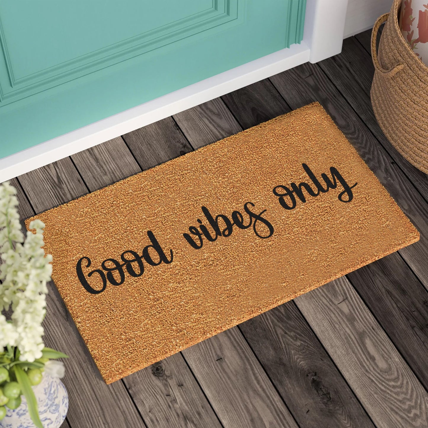 Good Vibes Only Doormat: Personalized Coconut Welcome Mat