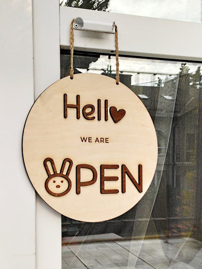 Open closed business sign, Store sign, Wooden sign indoor, Custom business sign, Salon sign, Wood sign, Personalized sign, Hanging open sign