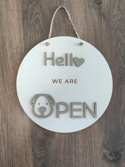 Open closed sign for business - custom boutique, store, salon sign | personalized custom wooden sign | hanging round wood open closed sign