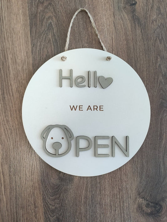 Open closed sign for business - custom boutique, store, salon sign | personalized custom wooden sign | hanging round wood open closed sign