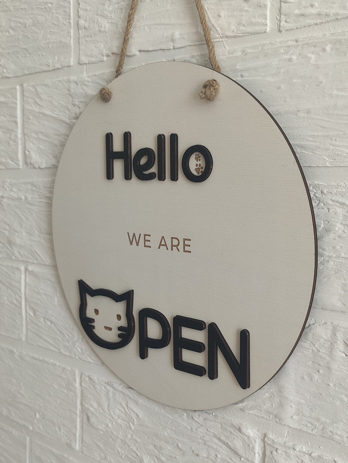 Double sided Open closed sign for business - custom boutique, store, salon sign | personalized custom wooden sign | hanging open closed sign