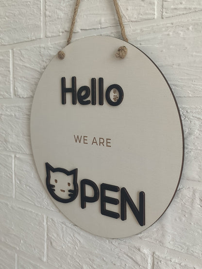 Double sided Open closed sign for business - custom boutique, store, salon sign | personalized custom wooden sign | hanging open closed sign