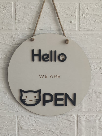 Double sided Open closed sign for business - custom boutique, store, salon sign | personalized custom wooden sign | hanging open closed sign