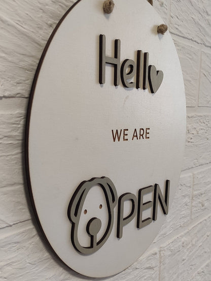 Open closed sign for business - custom boutique, store, salon sign | personalized custom wooden sign | hanging round wood open closed sign