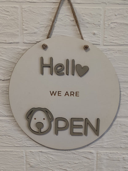 Open closed sign for business - custom boutique, store, salon sign | personalized custom wooden sign | hanging round wood open closed sign