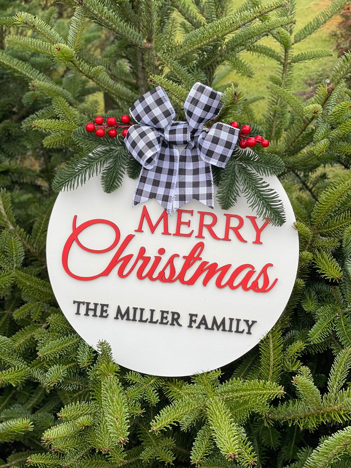 Personalized christmas family name sign, Wood name sign, Christmas front door sign, Last name christmas wreath, Christmas door decor sign