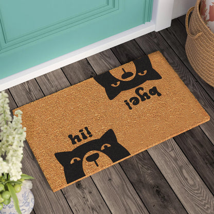 Hi Bye Dog Doormat: Personalized Coconut Welcome Mat