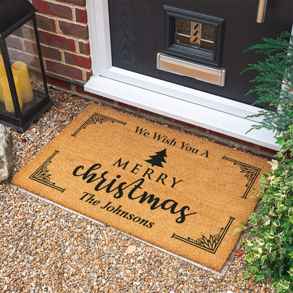 Personalized Merry Christmas Doormat: Coconut Fiber Welcome Mat