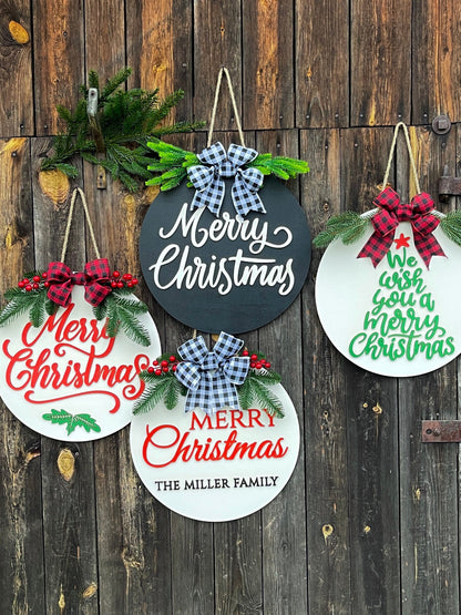 Christmas door decor, Christmas sign, xmas wreath, Merry christmas hanger, Christmas wall sign wood, Christmas custom wreath