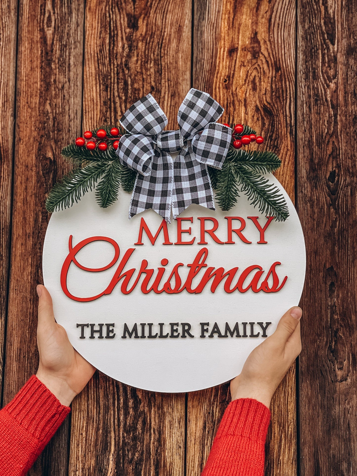 Personalized christmas family name sign, Wood name sign, Christmas front door sign, Last name christmas wreath, Christmas door decor sign