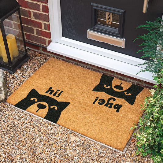 Hi Bye Dog Doormat: Personalized Coconut Welcome Mat