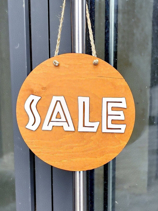 For sale business sign, Store sign, Hanging open sign, On sale sign, Shop sign, Fabric on sale sign, Custom wooden sign
