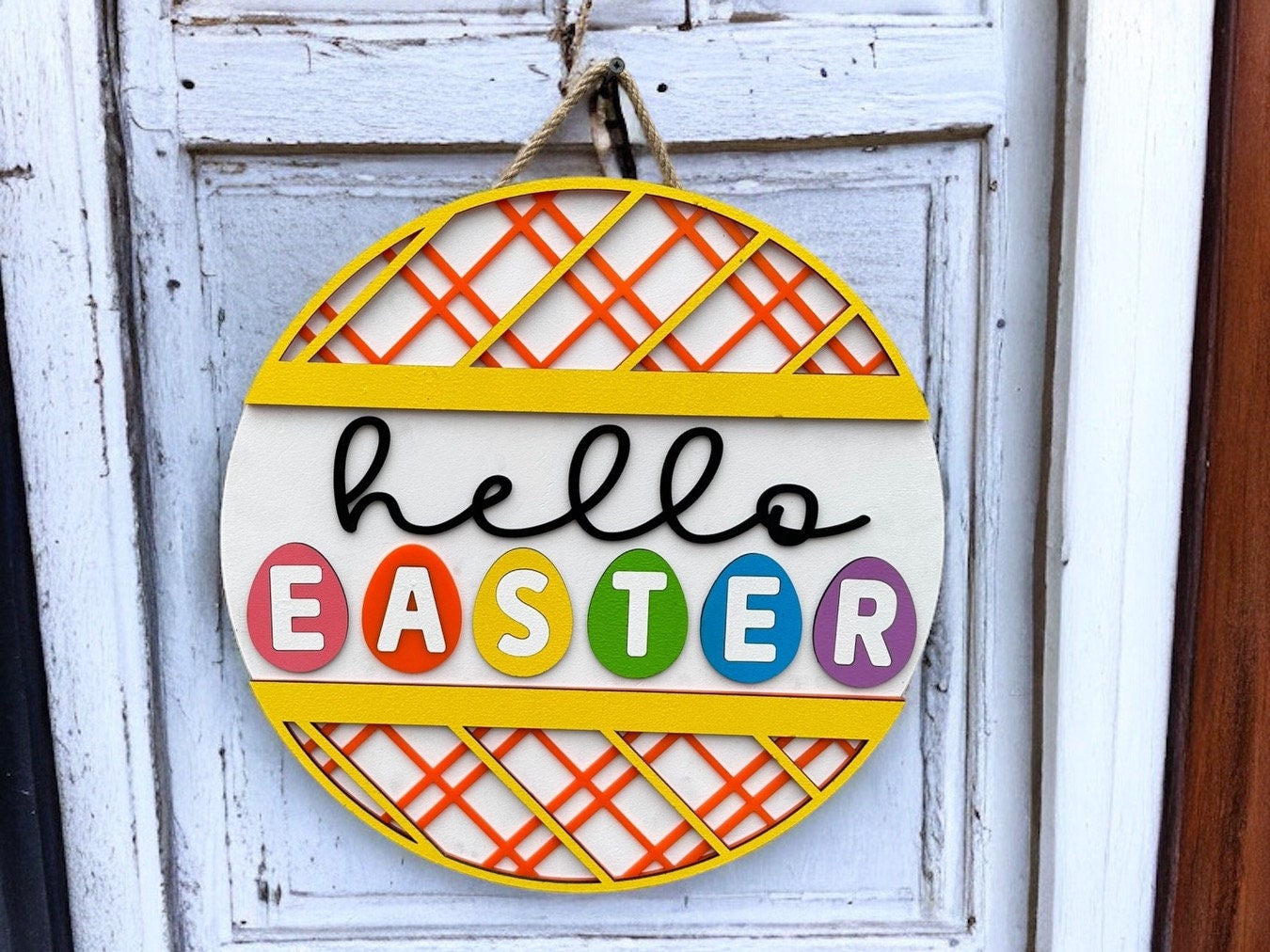 Hello Easter sign|Easter egg sign|Hello Easter sign|Easter front door sign|Front door sign for Easter|Hello Easter front door sign|Spring