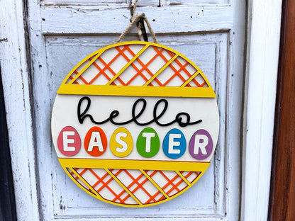 Hello Easter sign|Easter egg sign|Hello Easter sign|Easter front door sign|Front door sign for Easter|Hello Easter front door sign|Spring