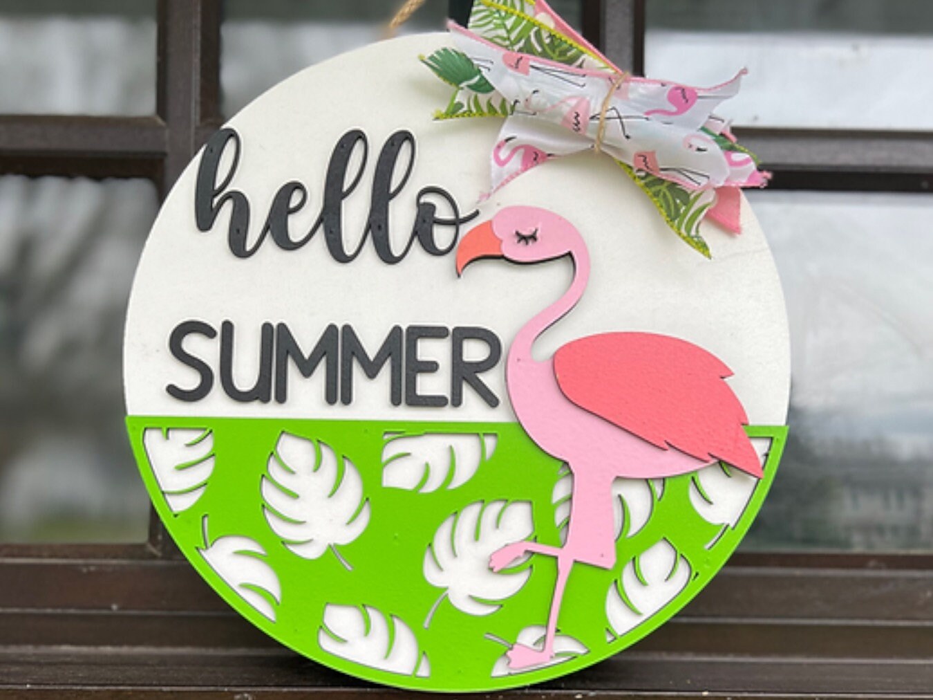 Summer front door sign|Flamingo front door sign|New front door sign|Flamingo door hanger|Flamingo sign|House warming gift|Flamingo door sign