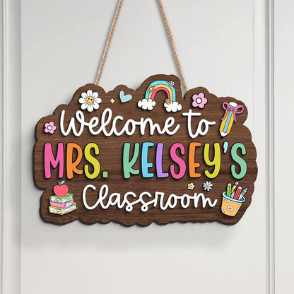 Personalized 3D Teacher Name Sign: Custom Classroom Door Hanger