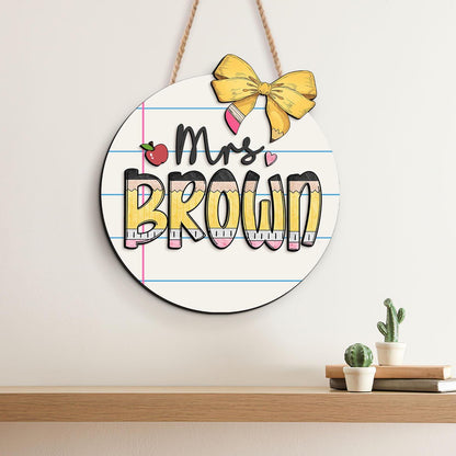 Personalized Teacher Name Sign: Custom Classroom Door Hanger