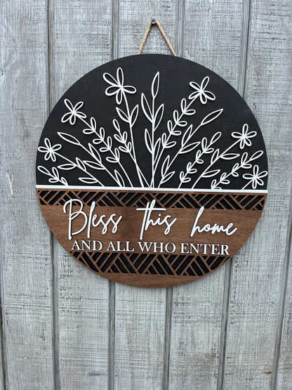 Bless this home front door sign|Wildflower front door sign|Wildflower door sign|Wildflower door hanger|Bless this home door hanger|Door sign