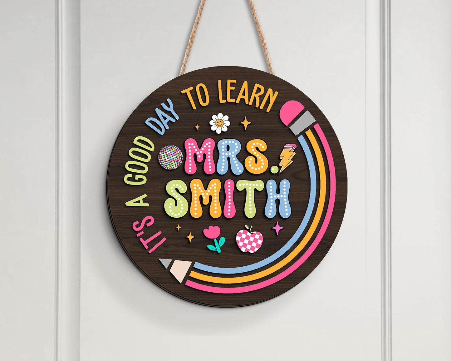 Personalized Teacher Door Hanger: Custom 3D Name Sign