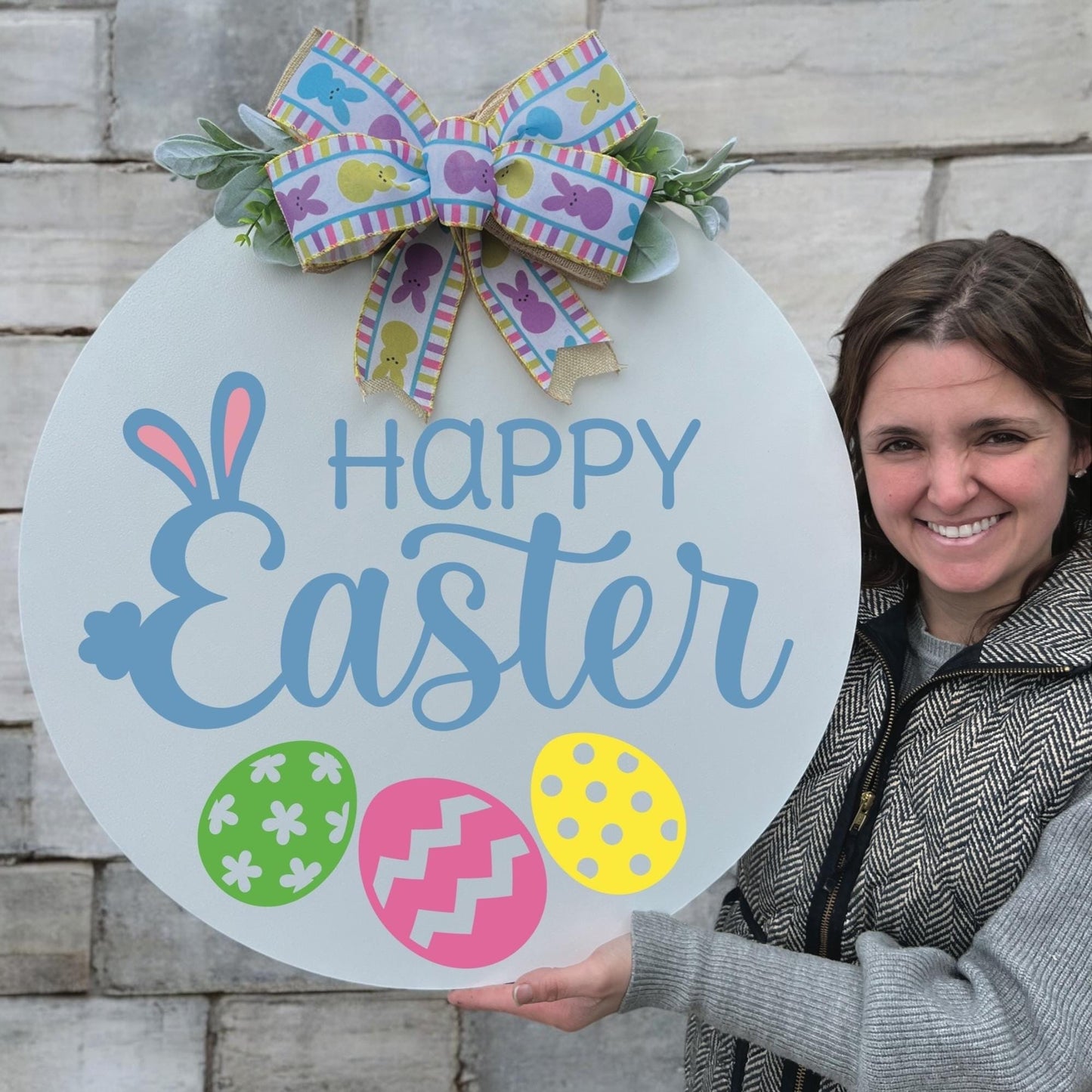 Easter front door sign|Easter door hanger|Bunny door hanger|Spring Door hanger|Front door Easter sign|Welcome bunny sign|Welcome Easter sign