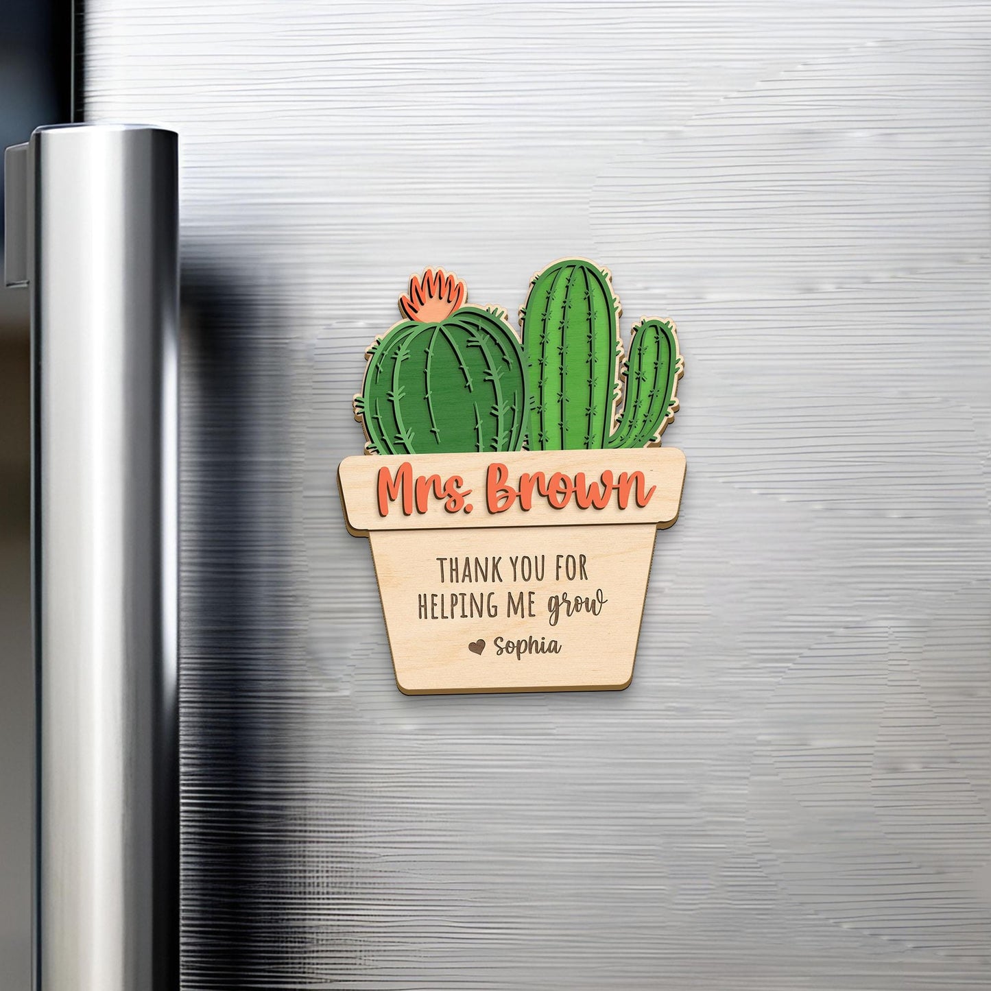 Personalized Teacher Desk Sign: Cactus Plant, Thank You Gift