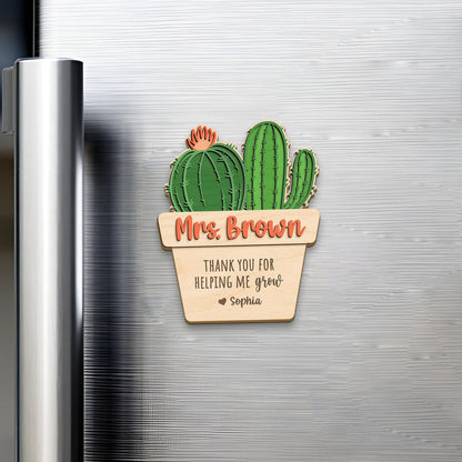 Personalized Teacher Desk Sign: Cactus Plant, Thank You Gift