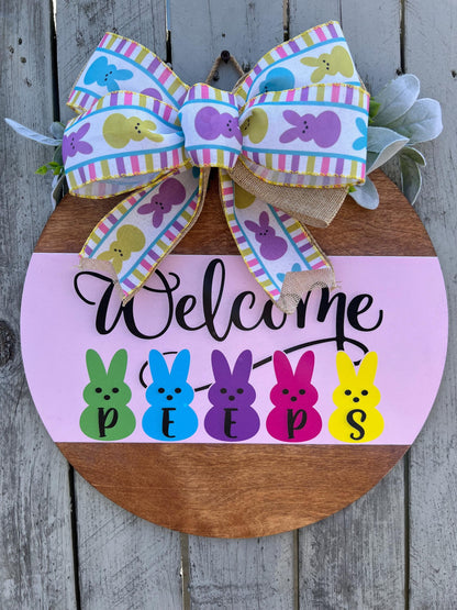 Easter front door sign|Easter door hanger|Bunny door hanger|Spring Door hanger|Front door Easter sign|Welcome bunny sign|Welcome Easter sign