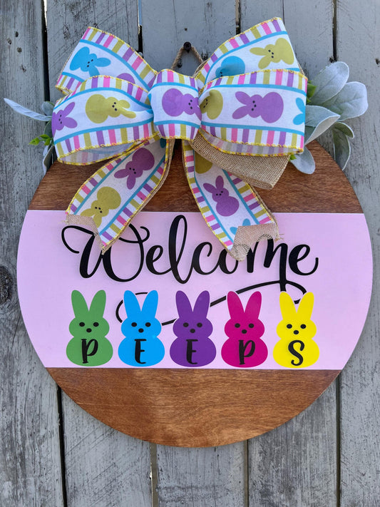 Easter front door sign|Easter door hanger|Bunny door hanger|Spring Door hanger|Front door Easter sign|Welcome bunny sign|Welcome Easter sign