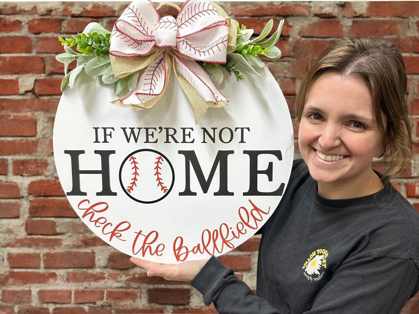 Baseball door sign|If We aren't home check the ball field sign|Baseball door hanger|Baseball family door sign|Baseball season door sign