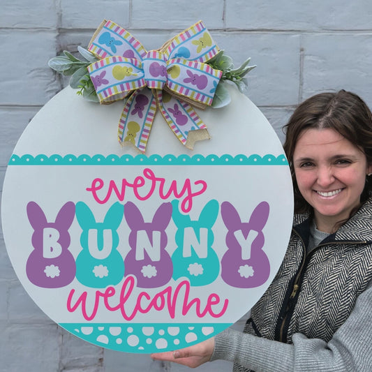 Easter front door sign|Easter door hanger|Bunny door hanger|Spring Door hanger|Front door Easter sign|Welcome bunny sign|Welcome Easter sign