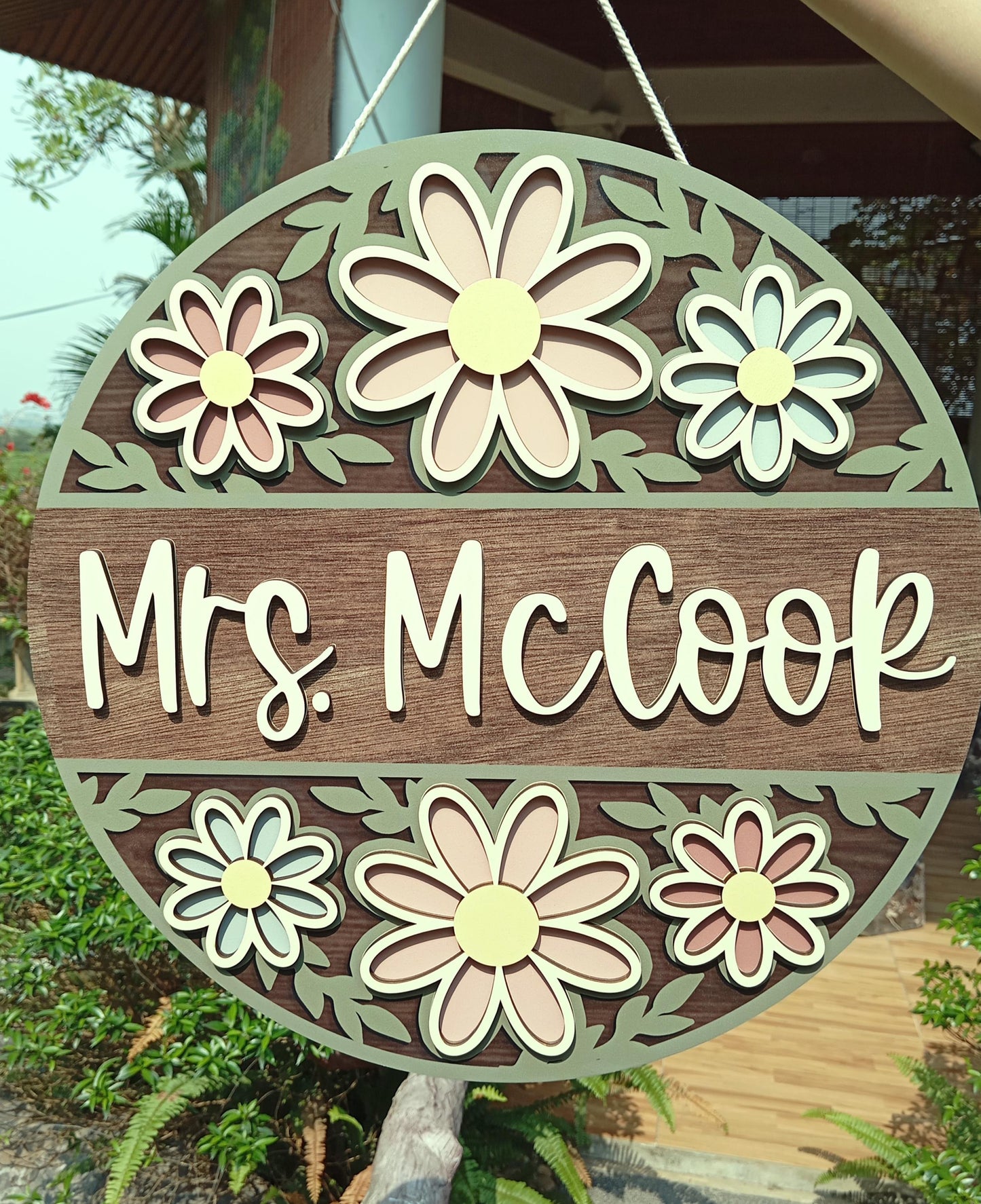 Personalized Teacher Door Sign: Retro Floral Classroom Decor