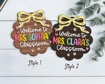 Personalized Teacher Door Sign: 3D Wooden Classroom Decor