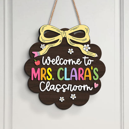 Personalized Teacher Door Sign: 3D Wooden Classroom Decor