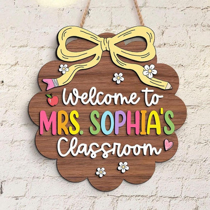 Personalized Teacher Door Sign: 3D Wooden Classroom Decor