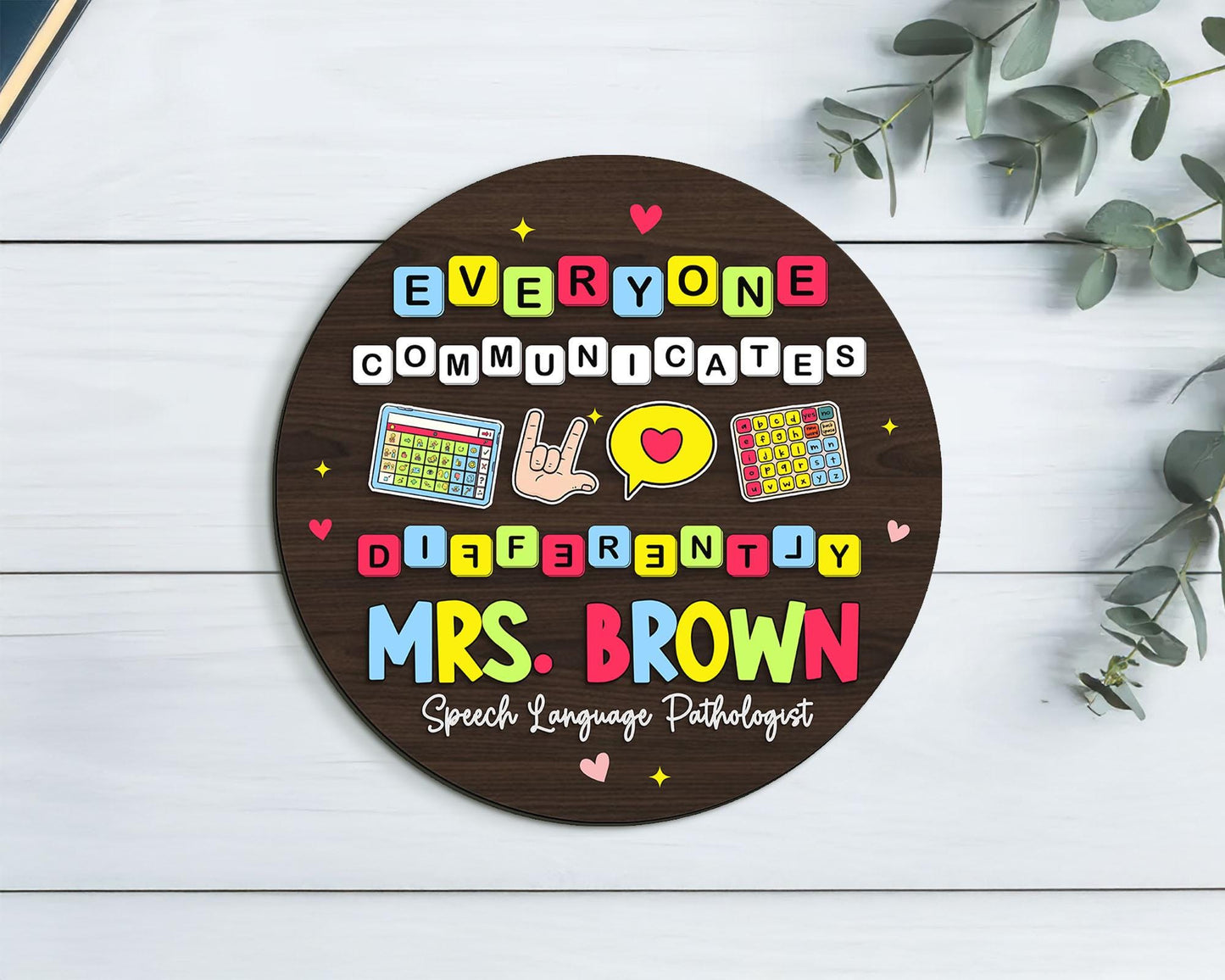 Custom Speech Pathologist Door Sign: Teacher Thank You Gift