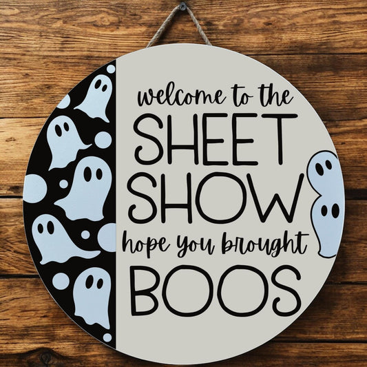Ghost front door sign|Spooky season door sign|Ghost door hanger|Halloween door hanger|Halloween door sign|Ghost door sign|Halloween decor