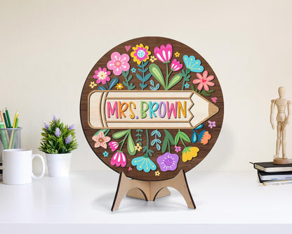 Custom 3D Teacher Door Hanger: Floral Classroom Decor