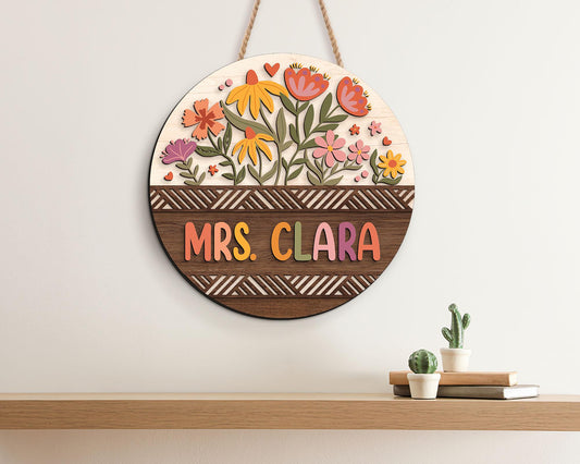 Personalized 3D Teacher Door Hanger: Custom Classroom Welcome Sign