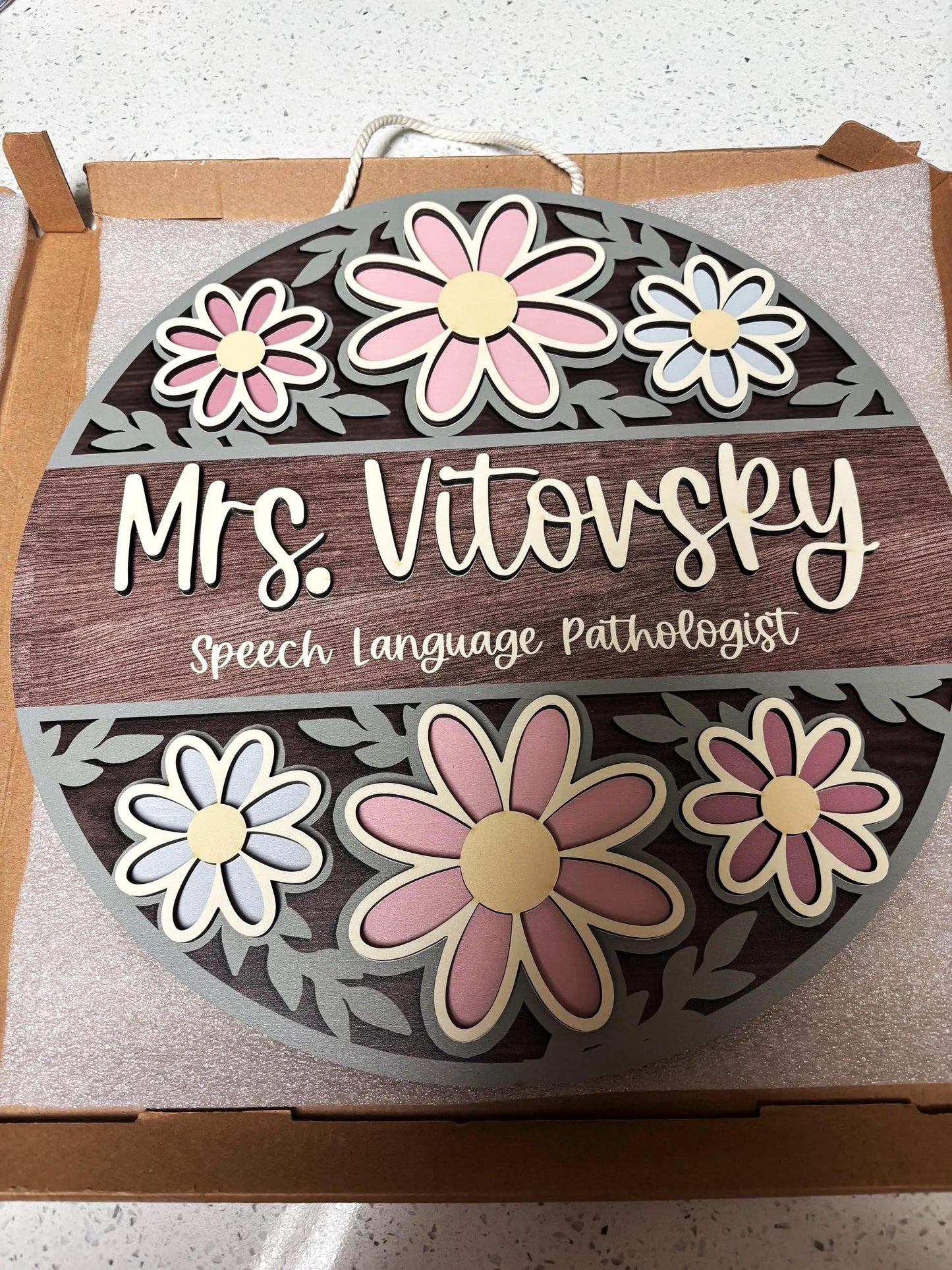 Personalized Teacher Door Sign: Retro Floral Classroom Decor
