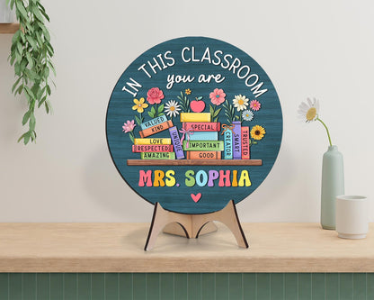 Personalized Teacher Door Sign: Custom Classroom Decor, Back to School Gift