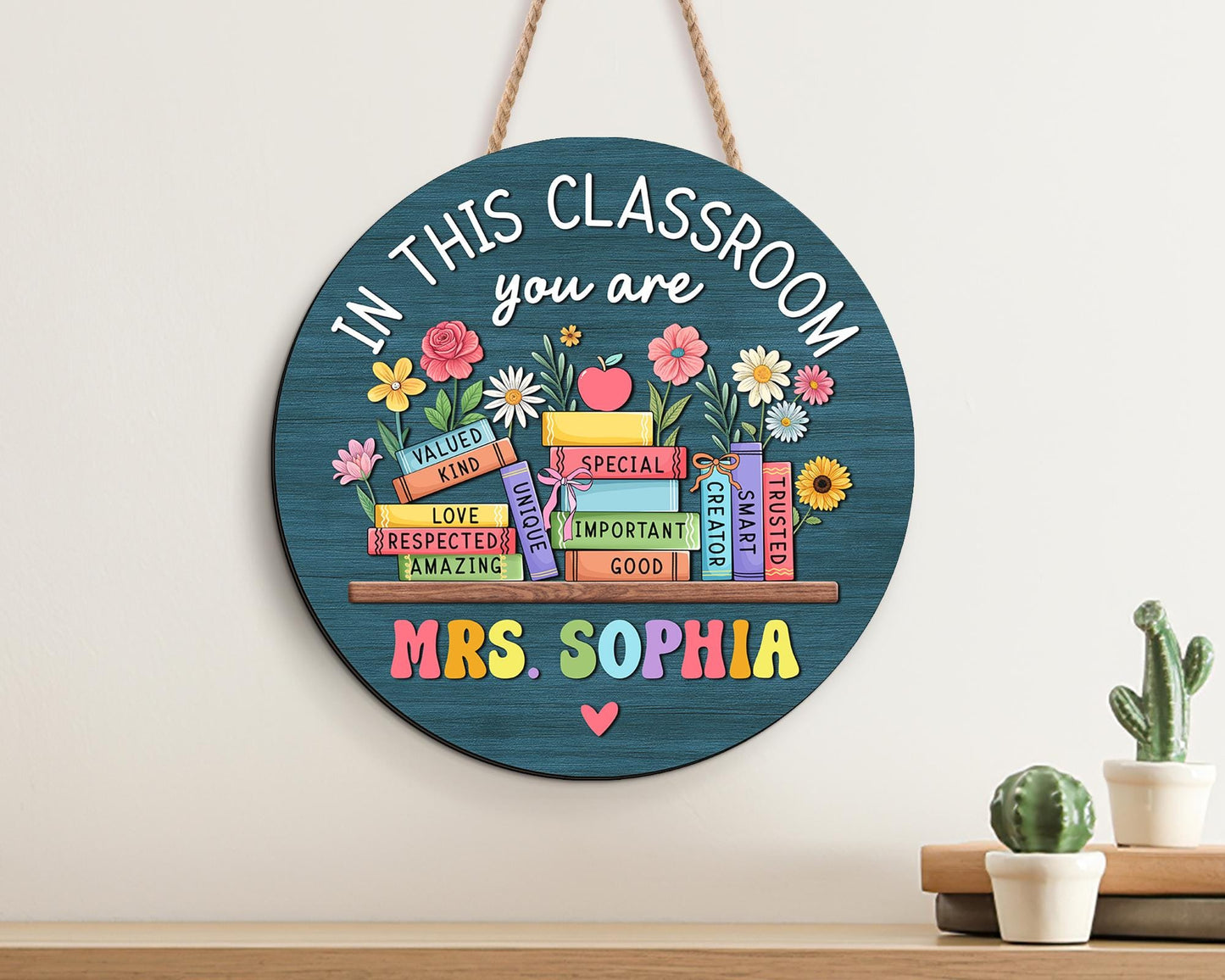 Personalized Teacher Door Sign: Custom Classroom Decor, Back to School Gift
