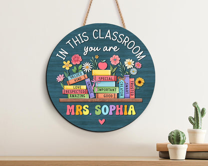 Personalized Teacher Door Sign: Custom Classroom Decor, Back to School Gift